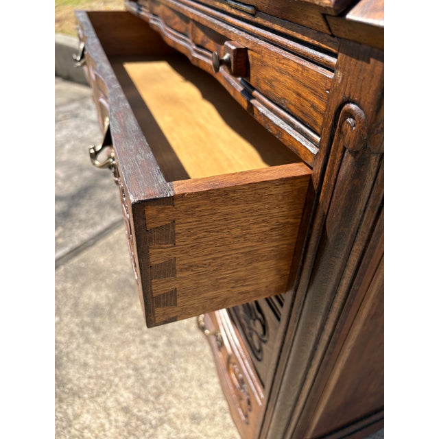 Vintage French Secretary With Carved Pillow Front For Sale - Image 10 of 12