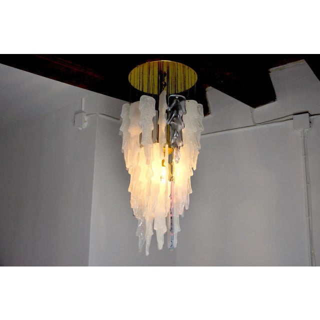 Hollywood Regency Italian Murano Glass Ceiling Lamp by Albano Poli for Poliarte, 1970s For Sale - Image 3 of 8