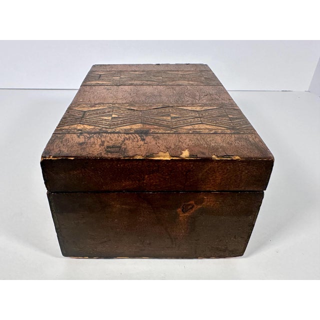 Antique Tunbridge Marquetry Inlaid Trinket Box For Sale - Image 4 of 10