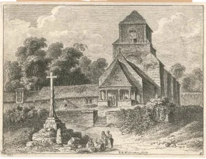 Old Church - Original Etching by F.E. Weirotter - Mid 1700
