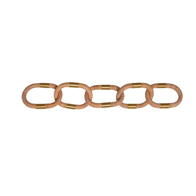 Worlds Away Matthew Izzo Home Otto Natural Rattan Decorative Chain With Brass Detail Decorative Object For Sale - Image 4 of 6