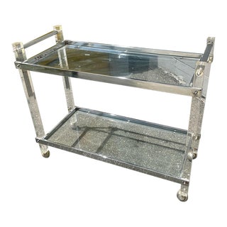 1970s Vintage Lucite and Chrome Bar Cart For Sale