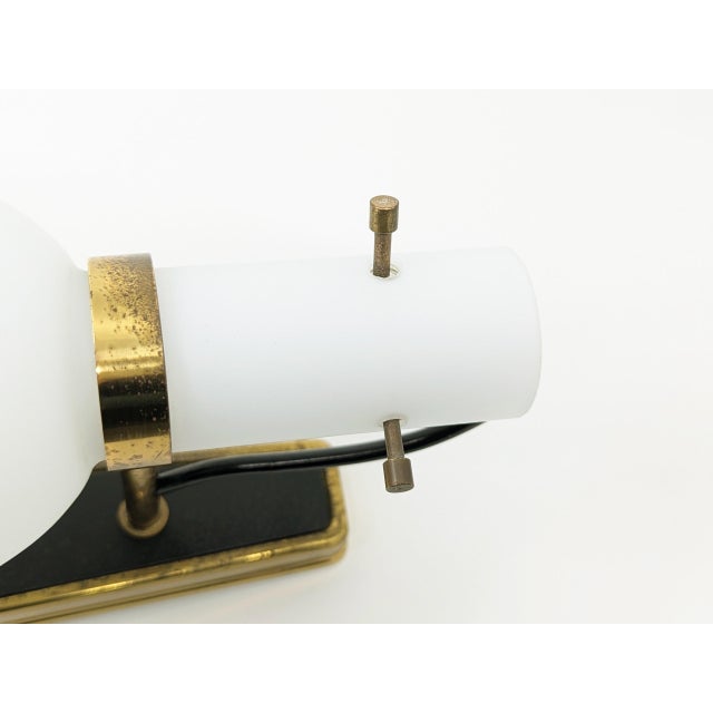 Mid-Century Italian Black Metal, Brass and Opaline Glass Sconces, 1950s, Set of 2 For Sale - Image 15 of 18
