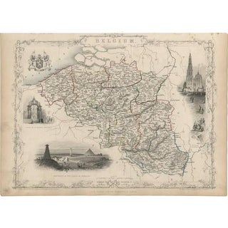 Antique Map of Belgium by J. Tallis, 1851 For Sale