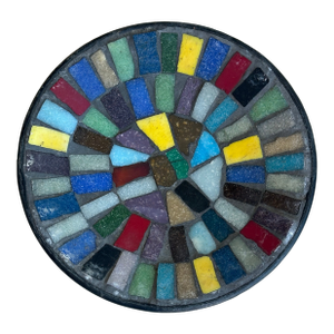 Vintage Danish Modern Colorful Glass Mosaic Dish Stamped Denmark
