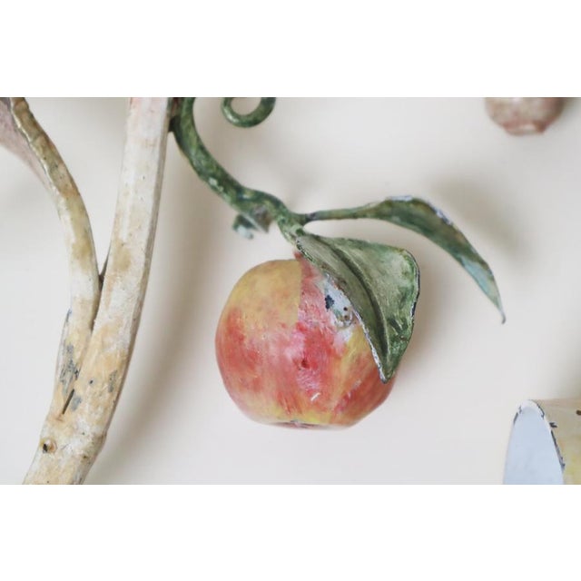 Large Hand-Forged Country House Wall Lamps with Apple, Chery and Grapes, 1970s, Set of 3 For Sale - Image 10 of 16