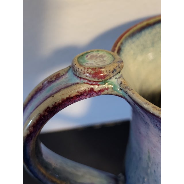1990s Studio Pottery Mug Gradient Blue Purple For Sale - Image 10 of 14