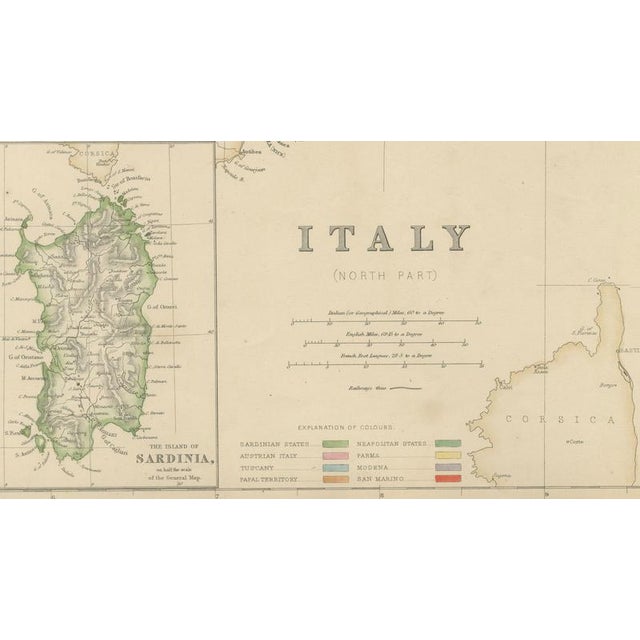 Antique Hand-Colored Political Map of Italy, 1860 For Sale - Image 6 of 12