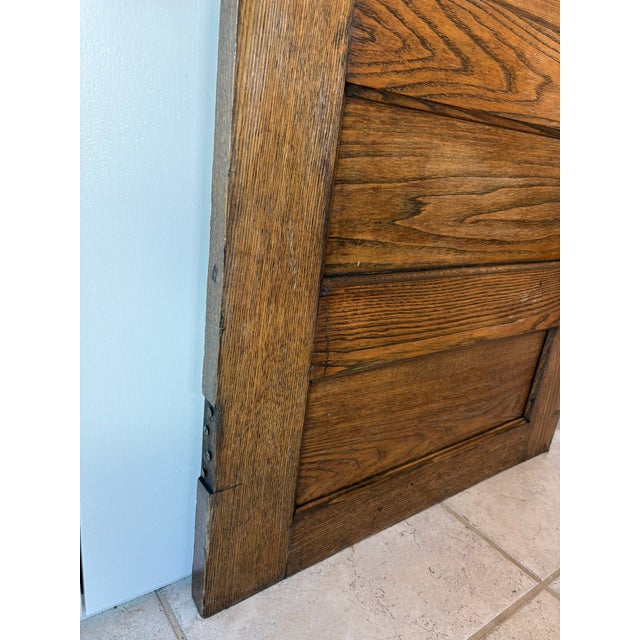 Brown Antique Solid Oak Five Panel Interior Door Architectural Salvage For Sale - Image 8 of 13