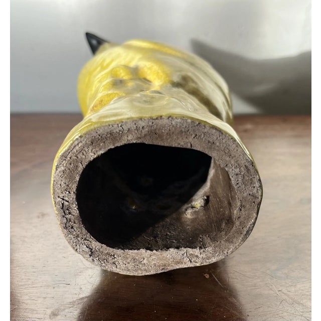 Antique 19th Century Chinese Export Porcelain Bird Figure of a Quail or Dove in Bright Yellow Glaze Standing on Rock Work For Sale - Image 12 of 12