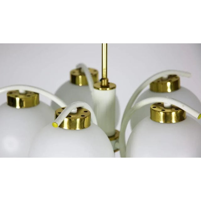 Mid-Century 5 Arms Brass Chandelier by Emi For Sale - Image 10 of 13