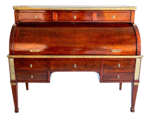 Large French Mahogany Cylinder Bureau