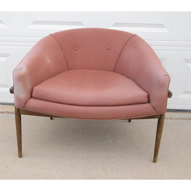Pink Mid 20th Century Low Barrel Frame Lounge Chair For Sale - Image 8 of 11
