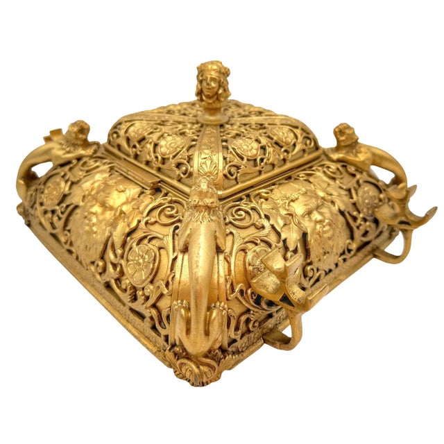 E.F. Caldwell Attributed Renaissance Revival Ormolu Inkwell, circa 1900 For Sale - Image 14 of 15