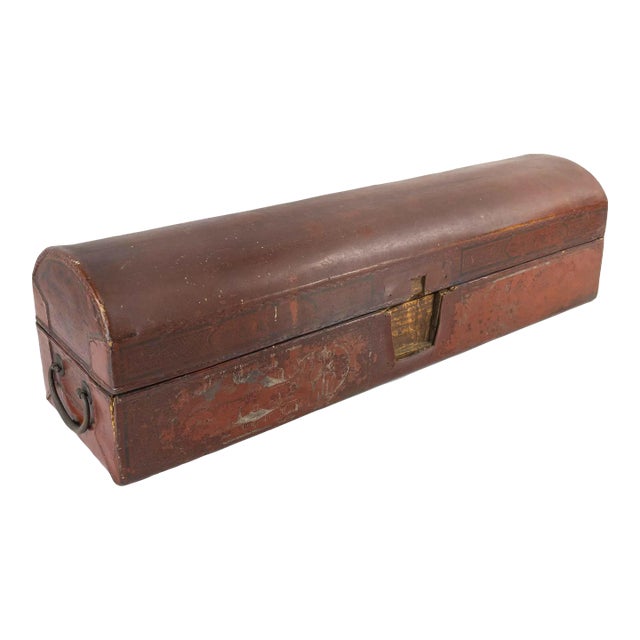 Chinese Red Leather and Silver Gilt Document Box For Sale