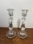 Abstract Vintage Pair Clear Glass Crystal Candlesticks 7.5" Hexagon Base Taper Holders For Sale - Image 3 of 11