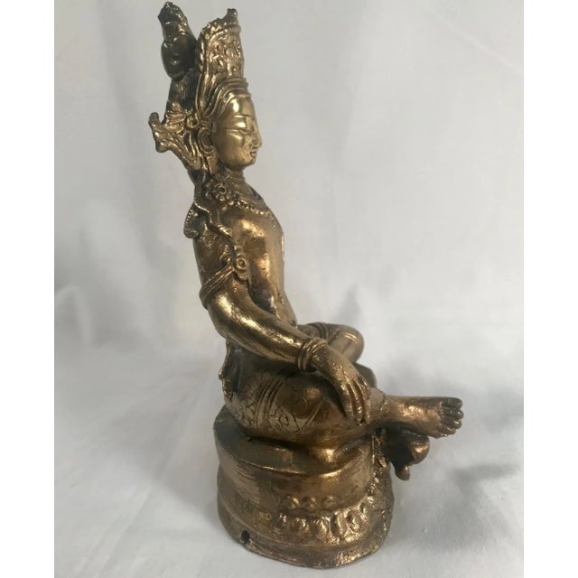 Asian Antique 19th Century Gold Gilded Bronze Buddha For Sale - Image 3 of 13