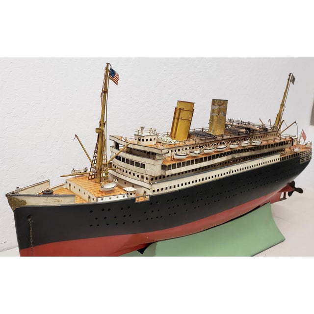 Antique Marklin Ocean Liner With American Flags & Lifeboats C.1900 For Sale - Image 12 of 13