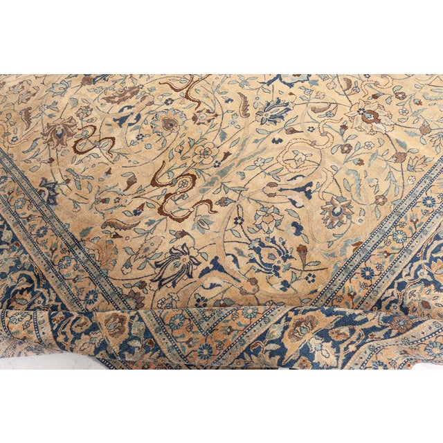 Antique Persian Tabriz Floral Handmade Wool Rug For Sale In New York - Image 6 of 9