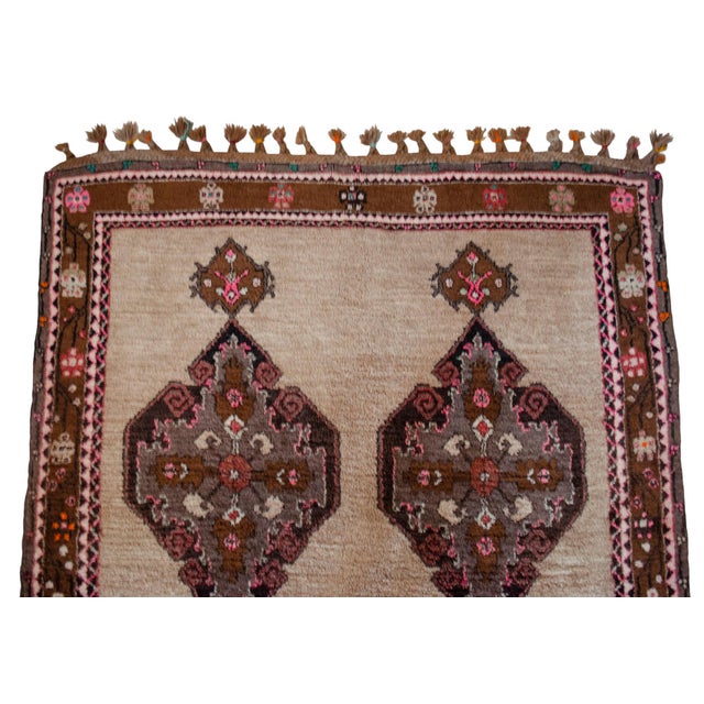 Textile Authentic Vintage Turkish Rug: Camel Wool Large Runner With Natural Dyes For Sale - Image 7 of 12