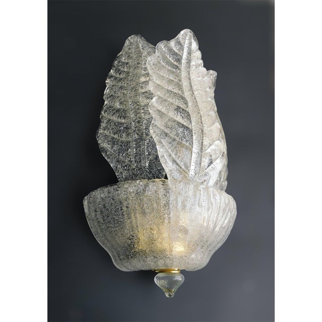 Glass 1960s Graniglia Leaves Sconce For Sale - Image 7 of 11