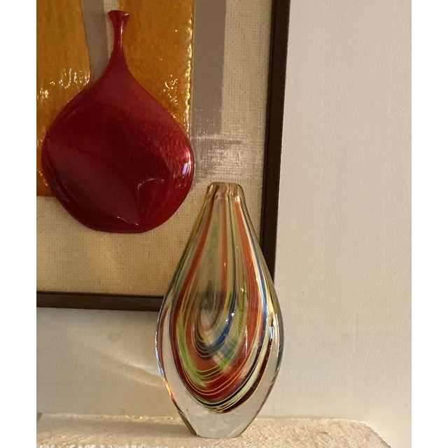 Mid-Century Modern Mid Century Modern Murano Glass Sommerso Bud Vase With Swirled Colors, - Italy Circa 50s 60s For Sale - Image 3 of 12
