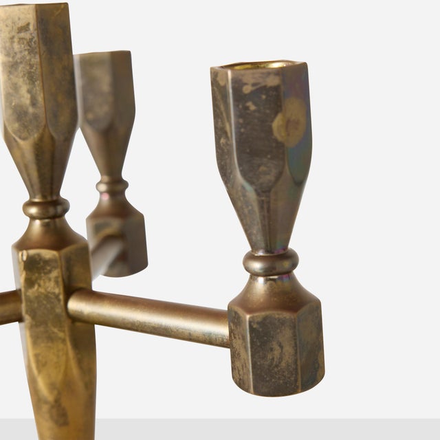 1970s Four-Arm Brass Candelabra by Lars Bergsten for Gusums Bruk For Sale In San Francisco - Image 6 of 8