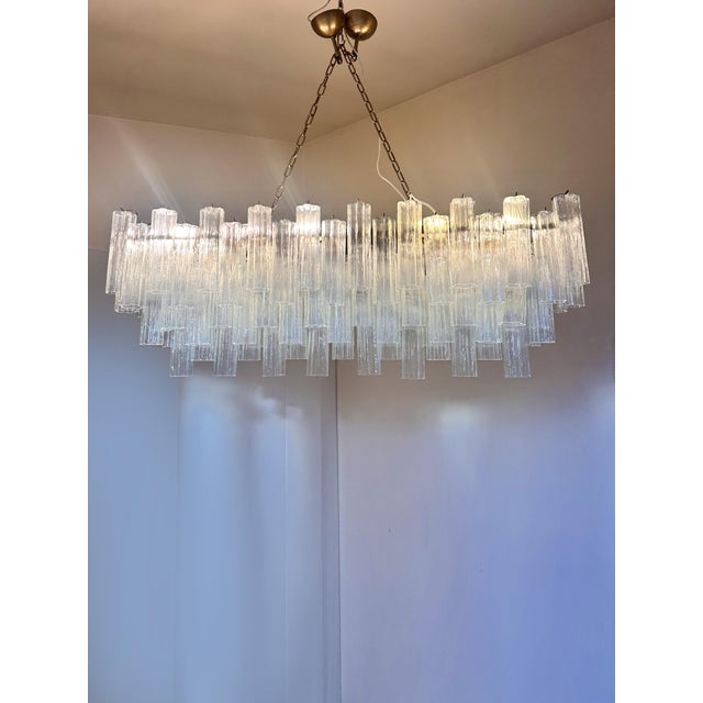 Murano Contemporary Luxury Rectangular "Tronchi" Murano Glass Burnished Chandelier For Sale - Image 4 of 9