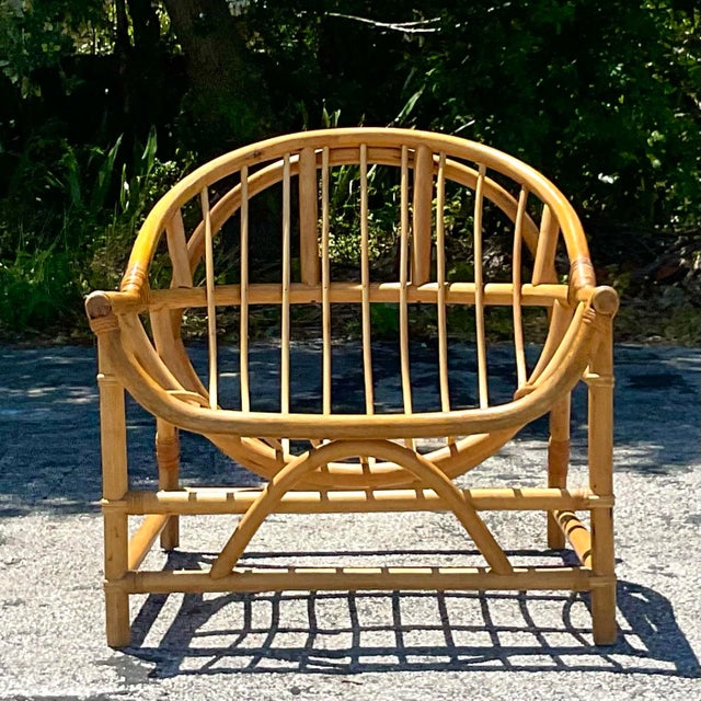 Late 20th Century Vintage Coastal Bent Rattan Lounge Chair For Sale - Image 5 of 9