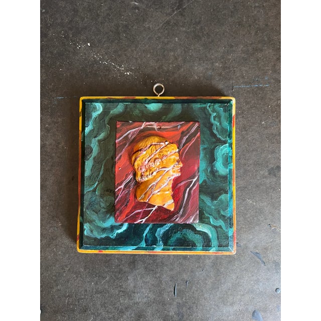 Grand Tour Style Faux Malachite N Rouge Marble Double Cameo Wall Plaque For Sale - Image 4 of 6