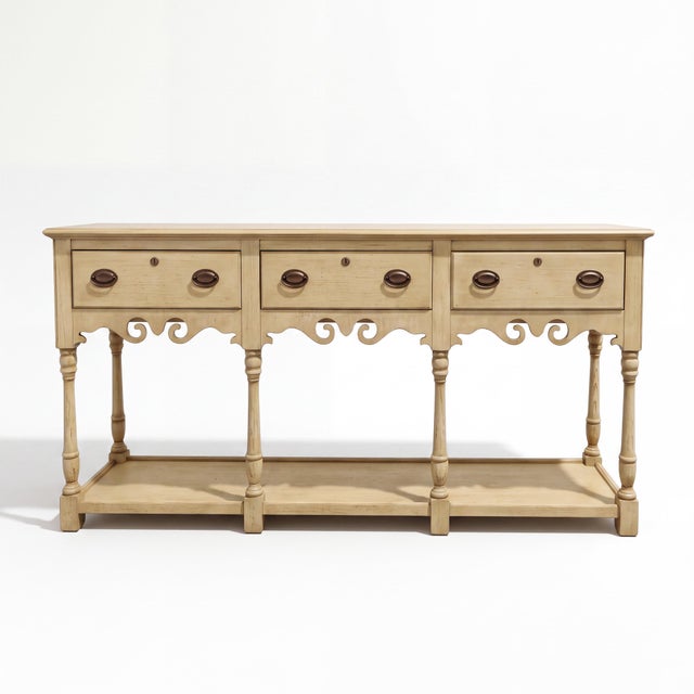 Tan English Country Style Cerused Oak Console Table / Credenza / Sideboard by Century For Sale - Image 8 of 8