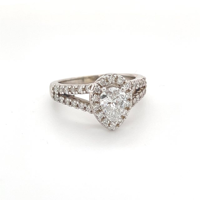 Pear Shape Diamond Engagement Ring 14k Gold 1.38 TCW Certified For Sale - Image 4 of 13