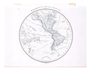Hemisphere Of The New Continent - Ancient Map by J.G. Heck - 1834. 1834