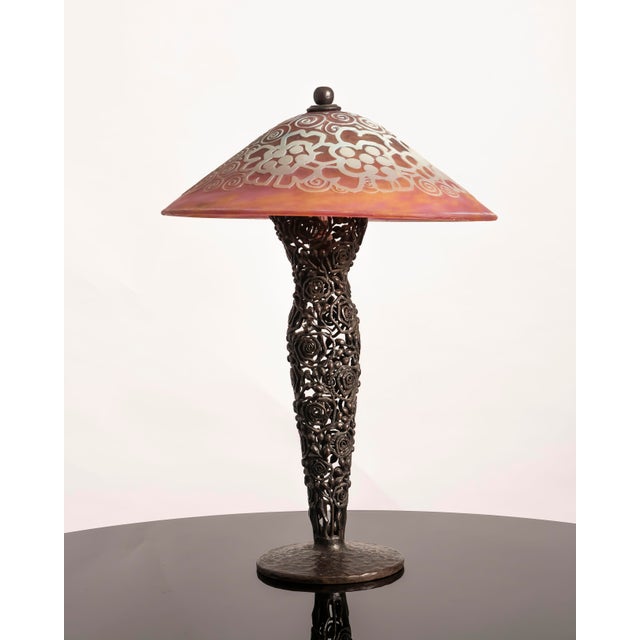 French Art Deco Table Lamp by Edgar Brandt and Daum, 1920s For Sale - Image 12 of 12