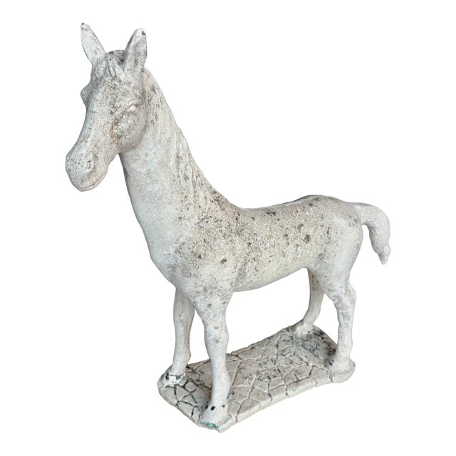 20th Century French Concrete Horse Garden Statue For Sale