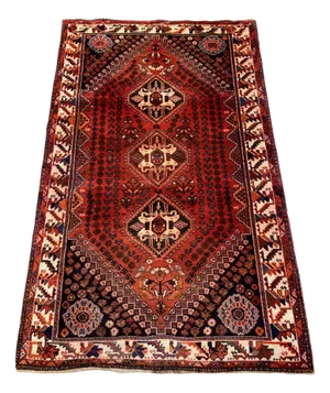 Vintage Red Black Wool Rug