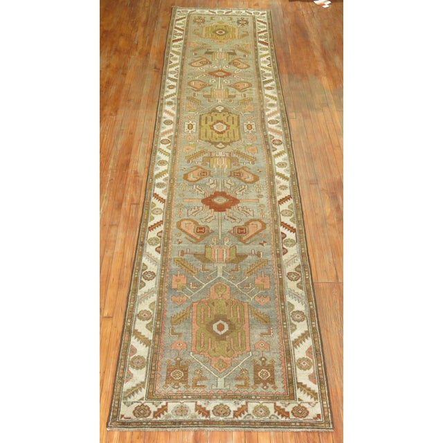 Antique Zabihi Collection Kurd Bidjar Long Gray Runner - 3'6" x 15'10" For Sale In New York - Image 6 of 8