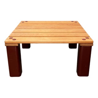 Vintage Pinewood and Plastic Outdoor Couch Table, 1970s For Sale