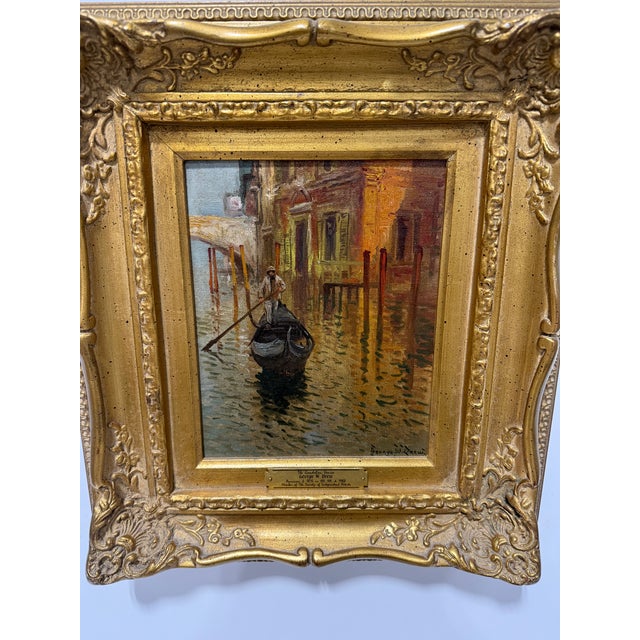 Painted by George W. Drew (American, 1875–1968), this atmospheric Venetian subject presents a lone gondolier guiding his...