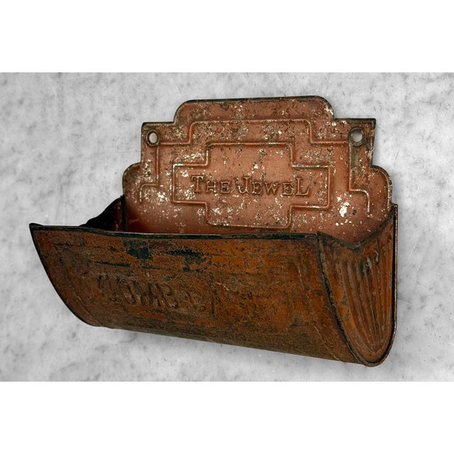 Antique Art Deco Red Tin Hanging Barbers Comb Case Holder For Sale - Image 4 of 9