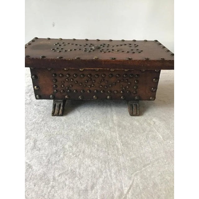 1960s 1960s Leather Studded Wood Box For Sale - Image 5 of 10