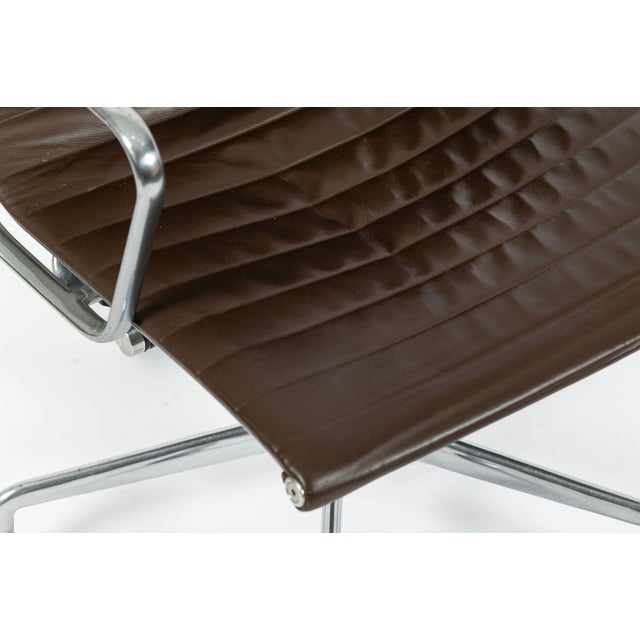 Eames Herman Miller Aluminum Group Thin Pad Brown Leather Office Chair, 2008 For Sale - Image 14 of 18