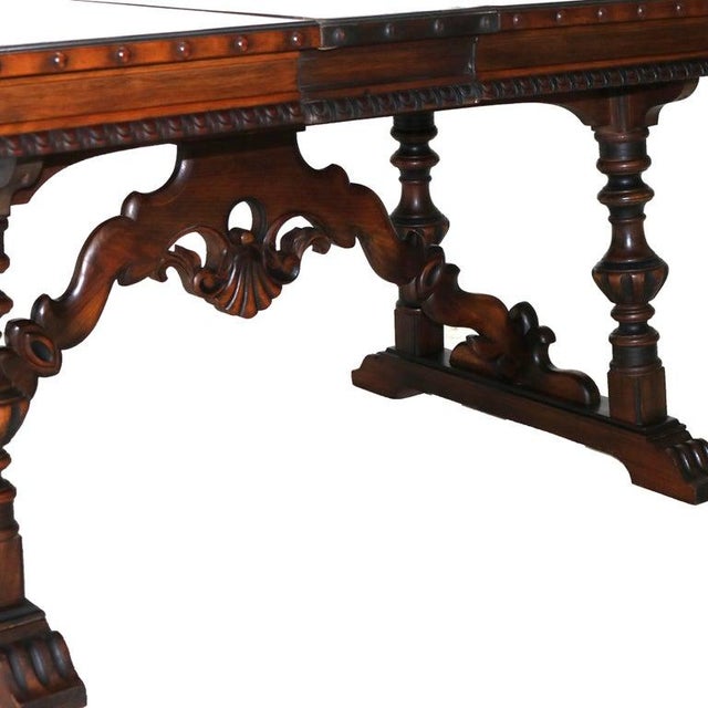 Antique Berkey and Gay Kittinger School Carved Walnut Trestle Table C1930 For Sale - Image 18 of 18