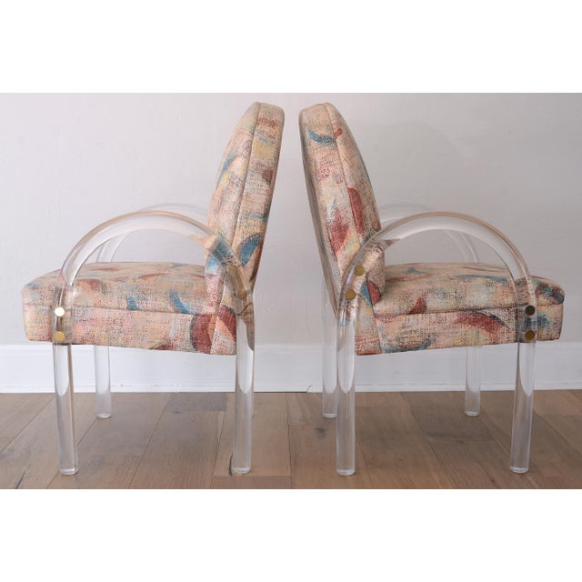 Pace Collection Vintage 1970s Leon Rosen Waterfall Lucite Armchairs for Pace Collection - A Pair For Sale - Image 4 of 15