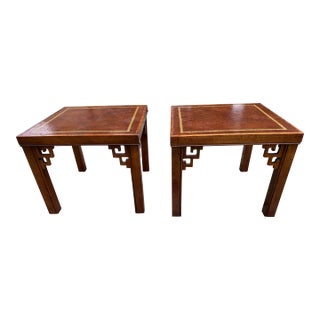 Mahogany Chinoiserie Side Tables With Gold Inlay, a Pair For Sale