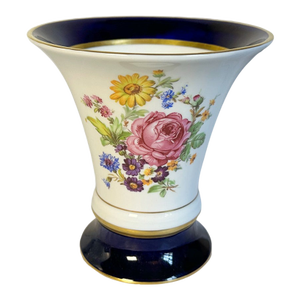 Vintage Bohemian Royal Dux Cobalt Blue & White Fine Porcelain Vase