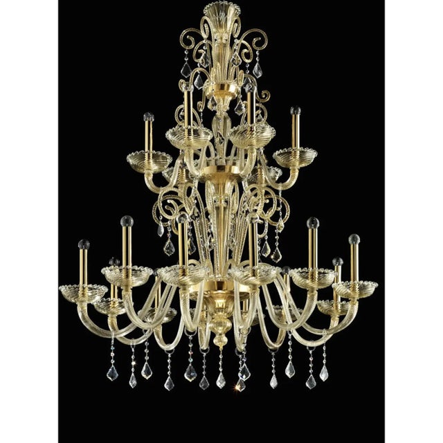 Gold Ornate Imperial Venetian Chandelier With Gold Curled Murano Glass For Sale - Image 8 of 8