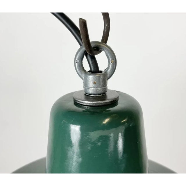 Small Industrial Green Enamel Pendant Lamp, 1960s For Sale - Image 9 of 13