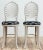 Fabulous pair of vintage coastal carved wood Grotto shell back counter stools. Feature classic fan back shape with...
