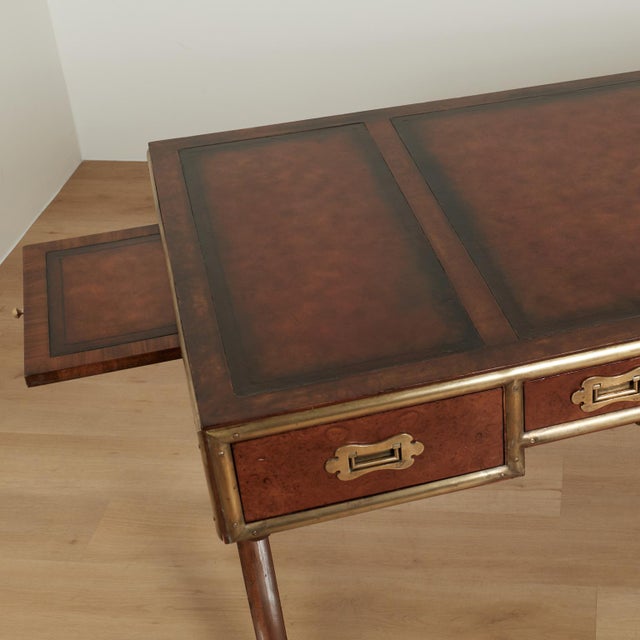 Brown Vintage Leather Top Desk From the Hemmingway Collection by Thomasville For Sale - Image 8 of 18